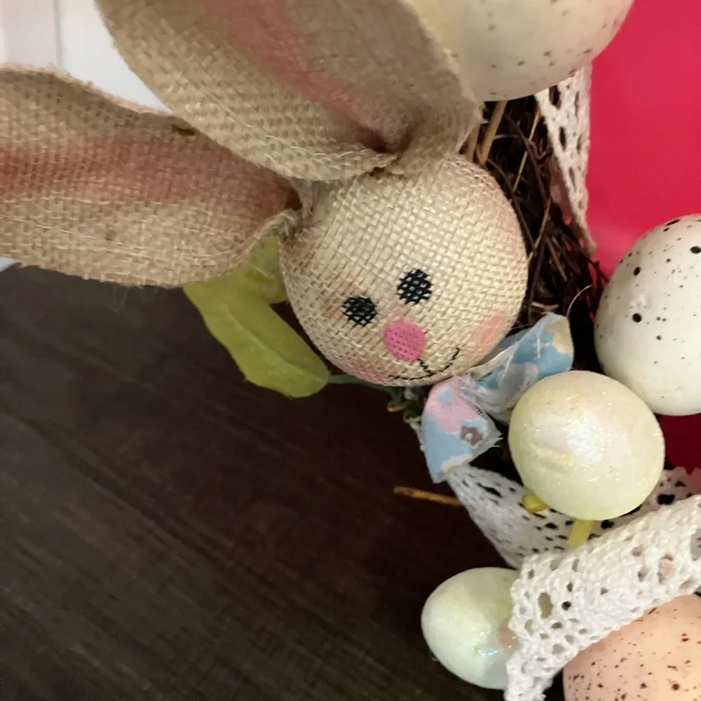 Easter Bunny Wreath with Pastel Eggs
